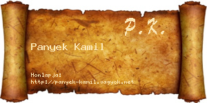 Panyek Kamil névjegykártya